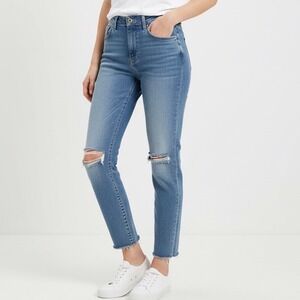 Urban Outfitters BDG Twig High Rise Distressed Crop Button Fly Raw Hem Jeans 31W
